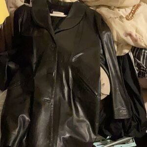 Vintage Black Leather Coat
